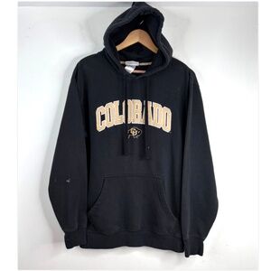 VTG Majestic University of Colorado THRASHED Hoodie M Embroidered Heavyweight